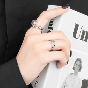 Wave Grain Ring For Women Vintage Fashion Creative Temperament Jewelry Gift Adjustable