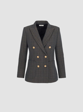 Double-Breasted Plaid Blazer