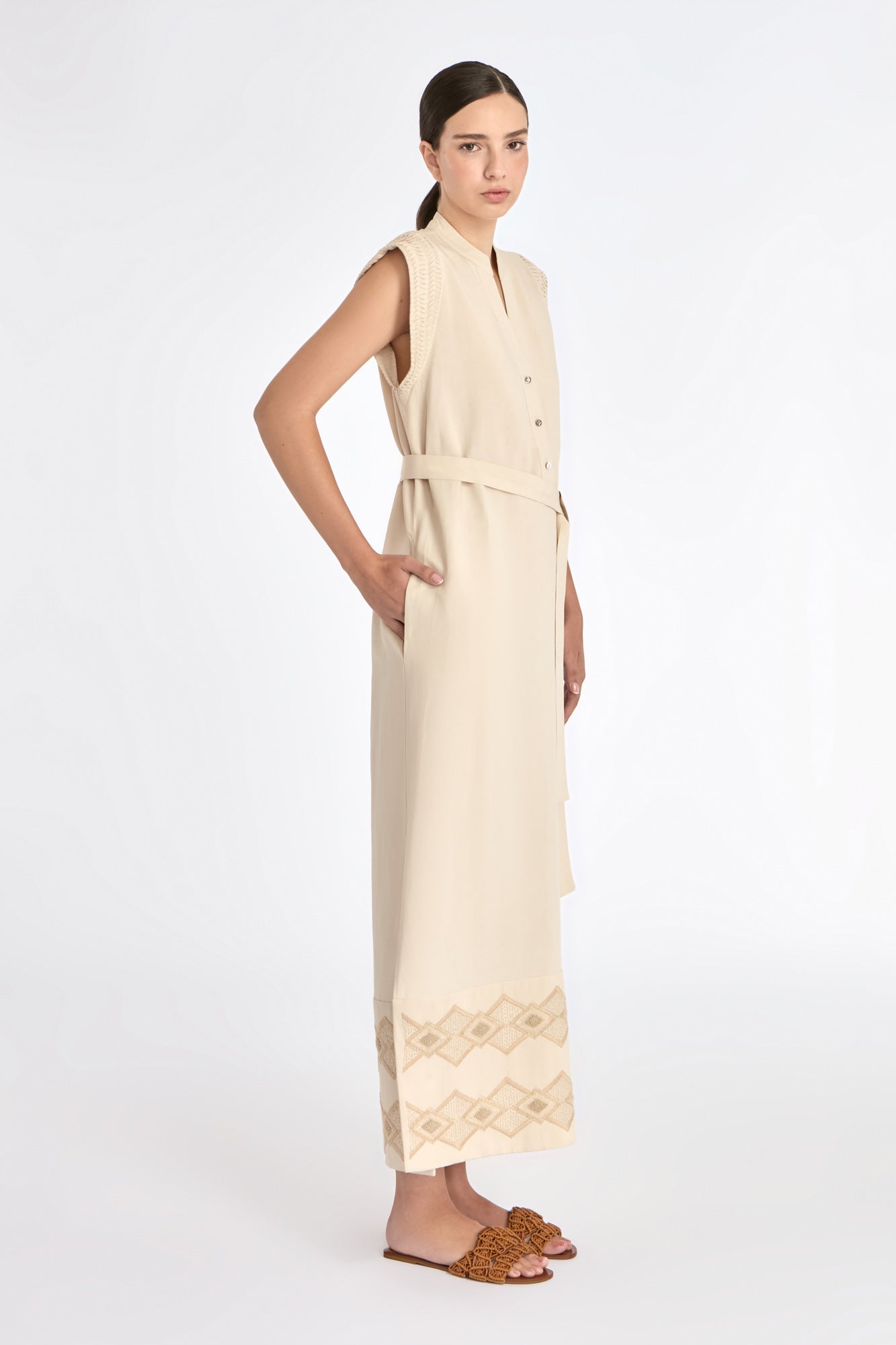 Denver Artisan Embroidered Dress | Ecru