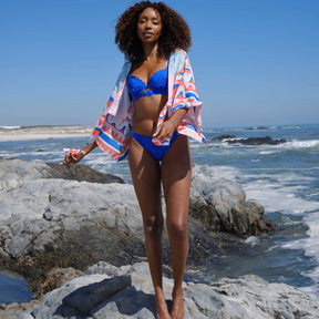 Tie Front Kimono Top Pink Palm