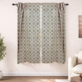 Handcarfted Block Print Boho Linen Curtain Farmhouse Home Decor - Chakravyu
