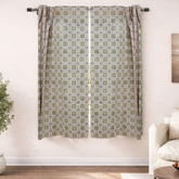 Handcarfted Block Print Boho Linen Curtain Farmhouse Home Decor - Chakravyu