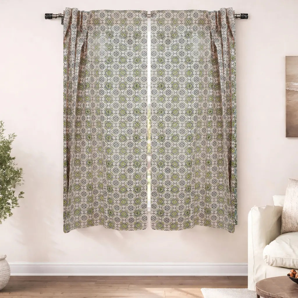 Chakravyu Handcarfted Block Print Boho Linen Curtain