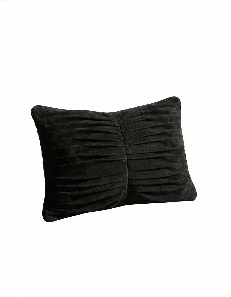 Pleated Cotton Suede Pillow