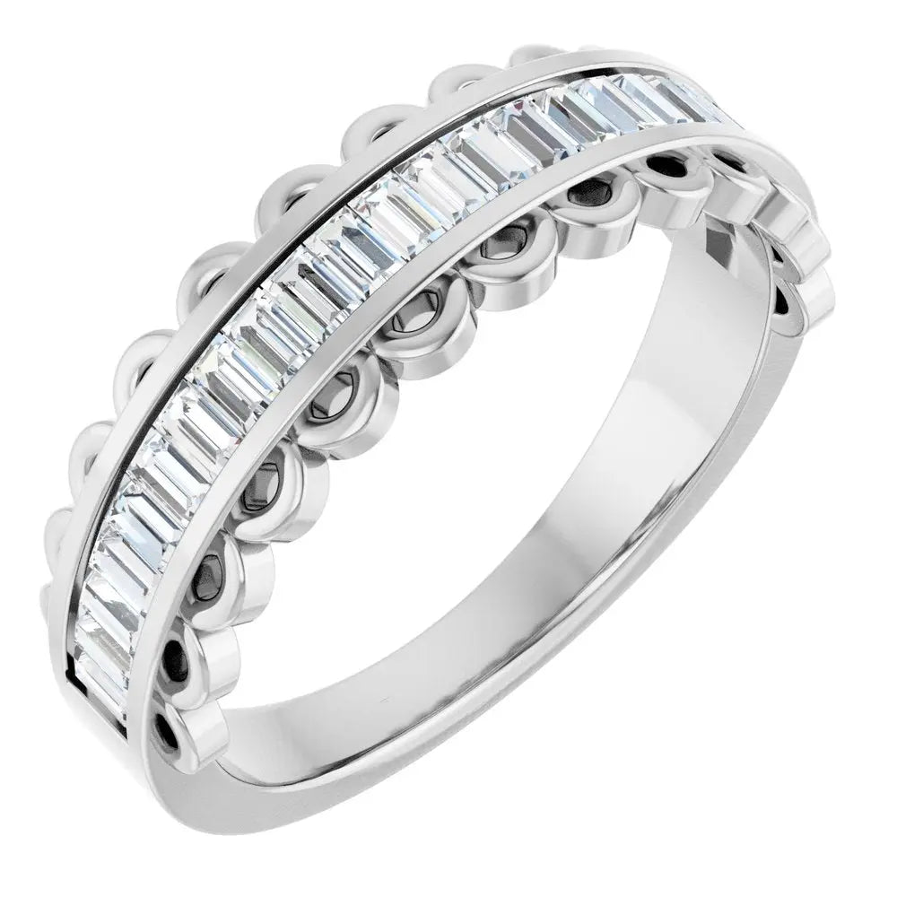 5/8 CT Natural Baguette Diamond Band in 14K Gold