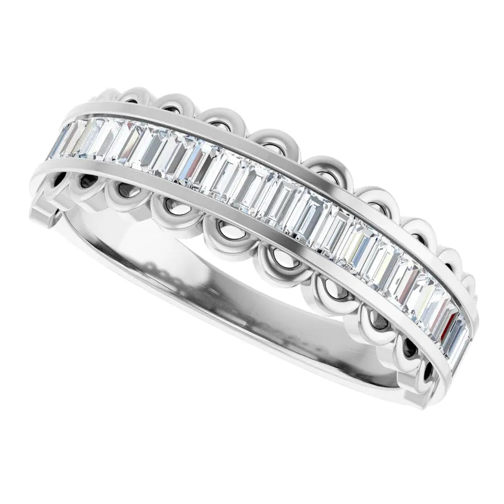 5/8 CT Natural Baguette Diamond Band in 14K Gold