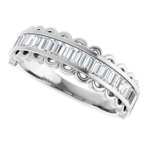 5/8 CT Natural Baguette Diamond Band in 14K Gold