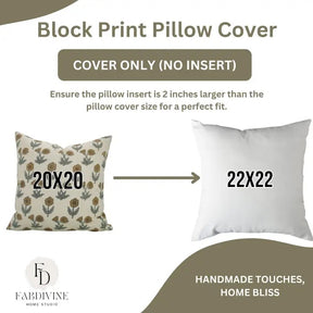 Heritage Block Design Linen Blend Pillow Cover - Kirti