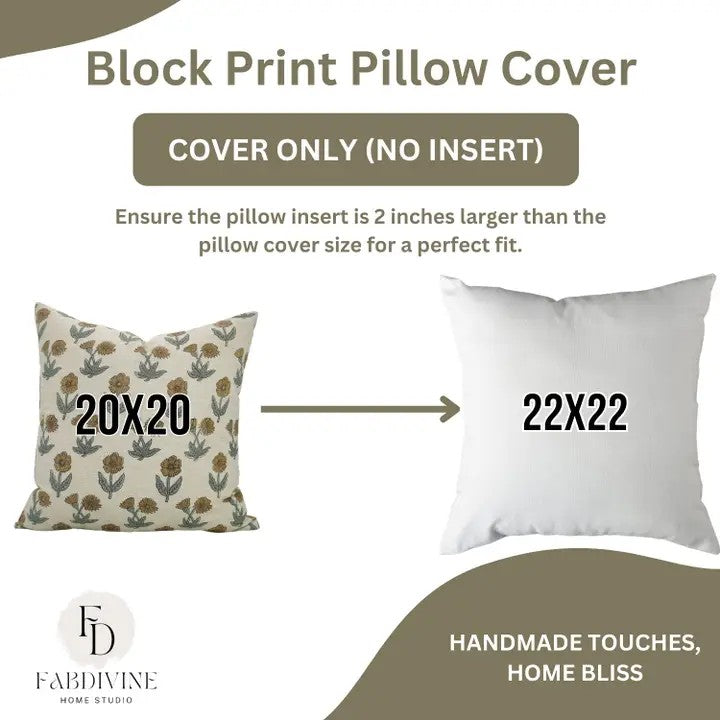 Heritage Block Design Linen Blend Pillow Cover - Kirti
