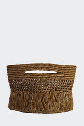 Paola Toquilla Straw Clutch Chocolate