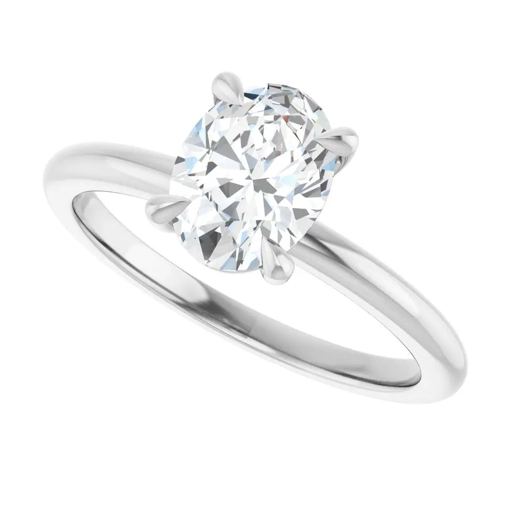 1 CT Lab-Grown Oval Diamond Solitaire Ring in 14K Gold