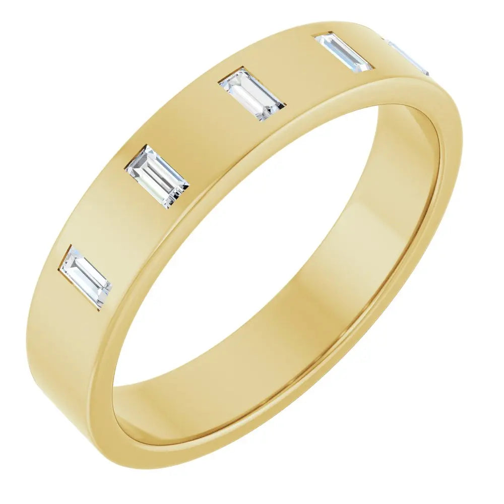 1/8 CT Natural Baguette Diamond Band in 14K Gold