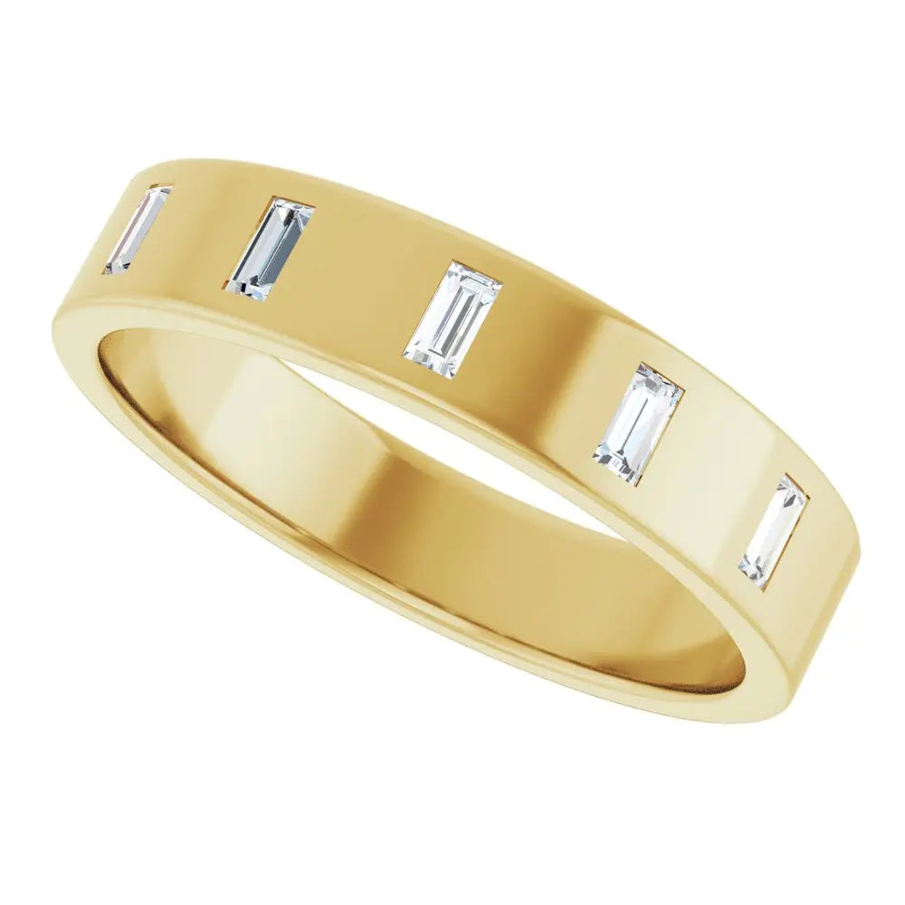 1/8 CT Natural Baguette Diamond Band in 14K Gold