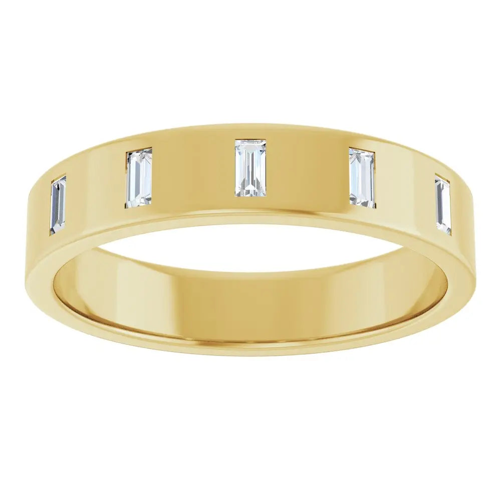 1/8 CT Natural Baguette Diamond Band in 14K Gold