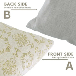 Artfully Block Printed Hand Made Pure Linen Pillow Cover - Chakravyuh