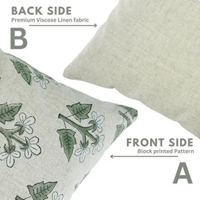 Elegant Hand Block Print  Viscose Linen Pillow Cover - Chahat