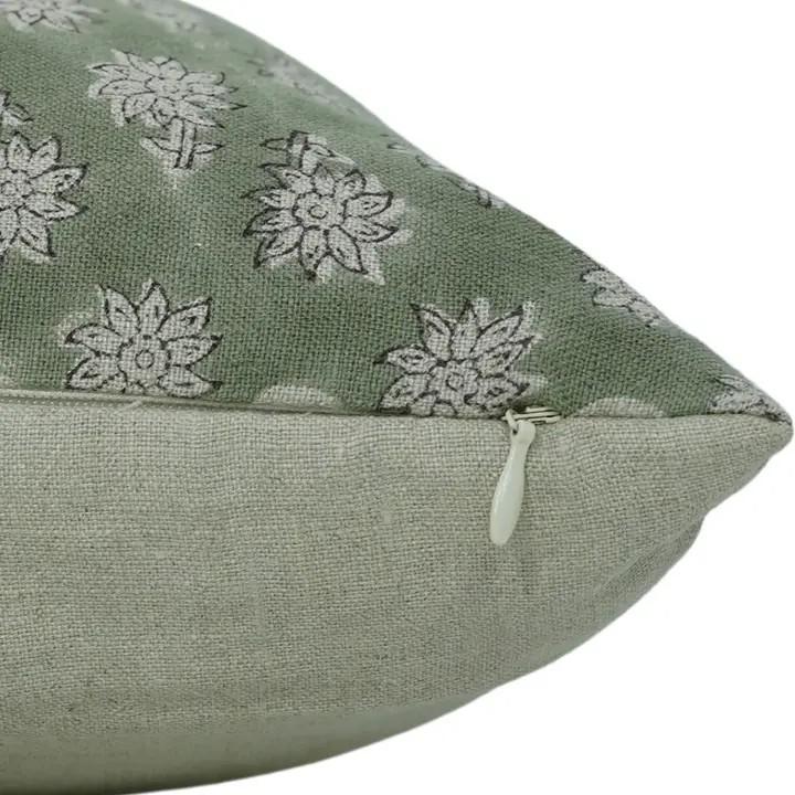 Handmade Traditional Block Print Pure Linen Pillow Cover- Jasmine