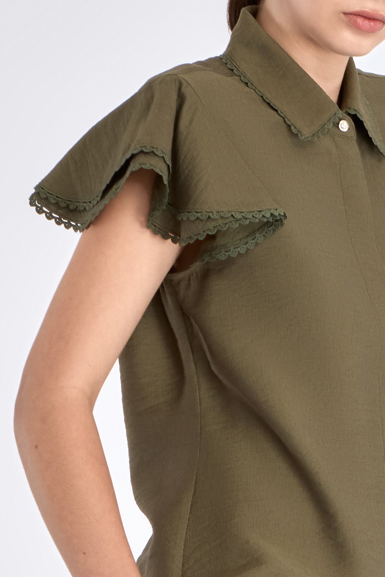 Clark Ruffle Sleeve Blouse | Olive