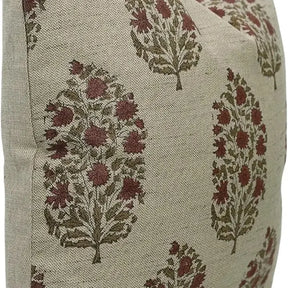 Traditional Block Design Linen Blend Cushion Cover - Virat