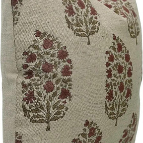 Traditional Block Design Linen Blend Cushion Cover - Virat
