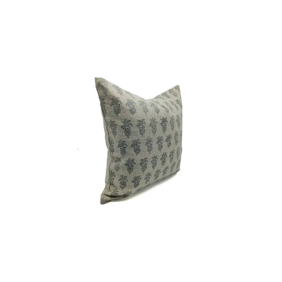 Handcrafted Thick Linen Block Print Cushion Cover -Khajur Butta