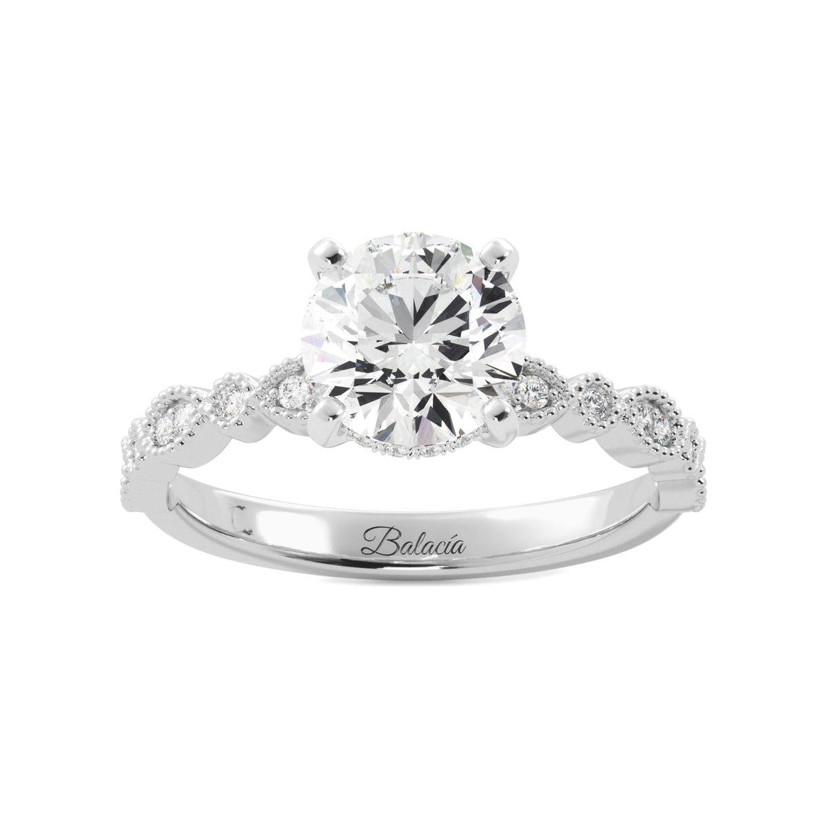 Natural Diamond Hidden Halo Platinum Engagement Ring