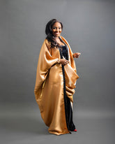 Wave Tube Velvet Black Dress with  Kimono Set