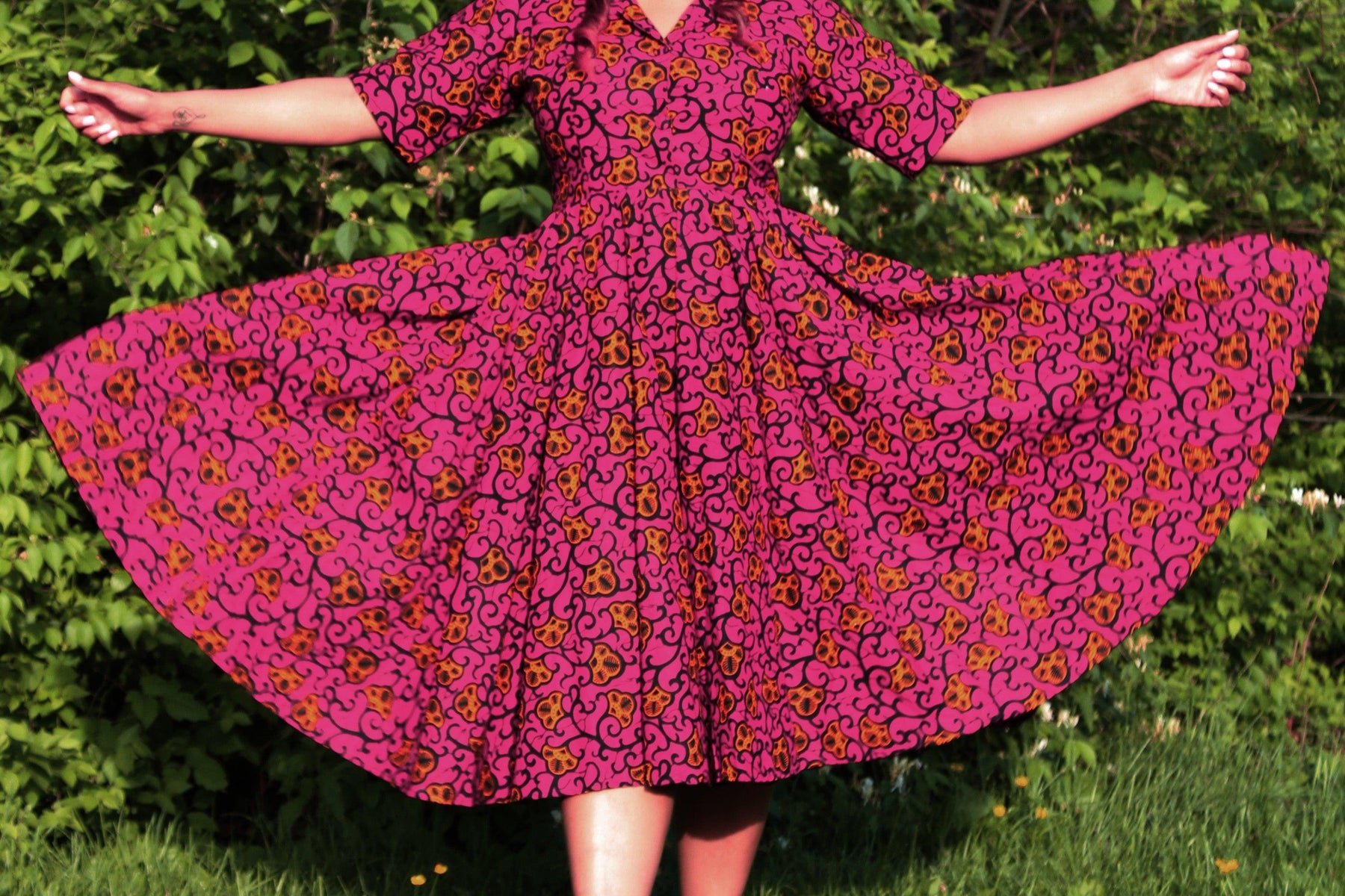 Ofia African Print Wrap Midi Dress For Women