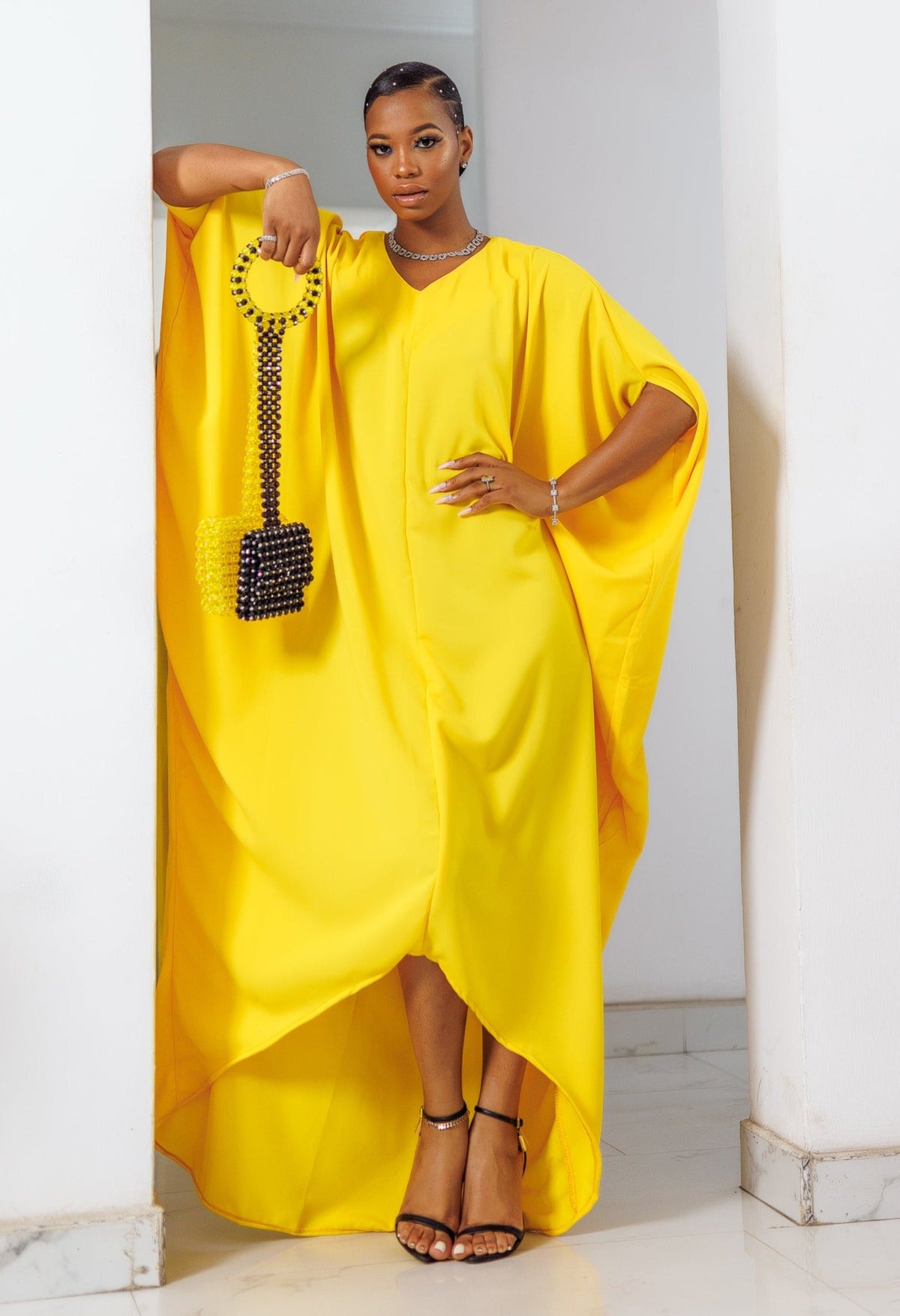 Anwu Elegant Duchess Kaftan Maxi Dress – Handcrafted with Royalty in Mind