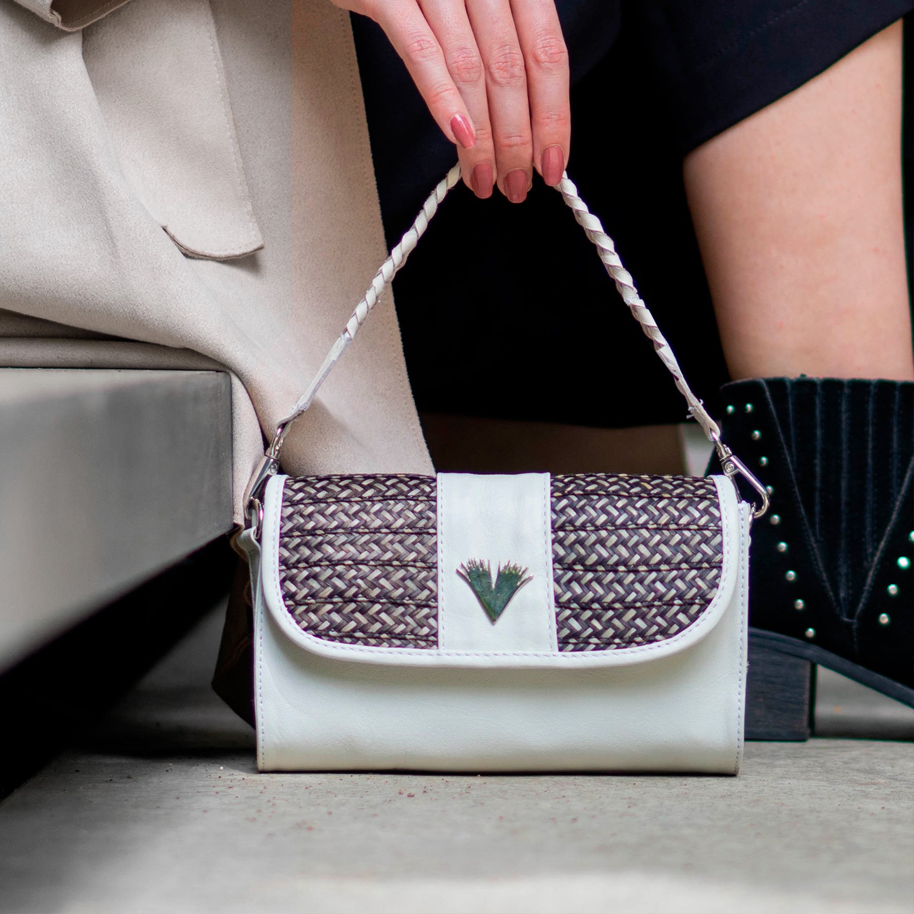 White leather Clutch Zen Bag