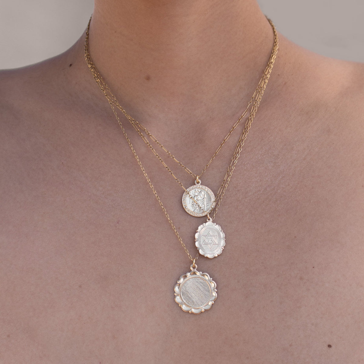 Star of David Jewish Gold Charm Necklace