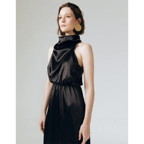 AMELIA RUFFLE NECK DRESS