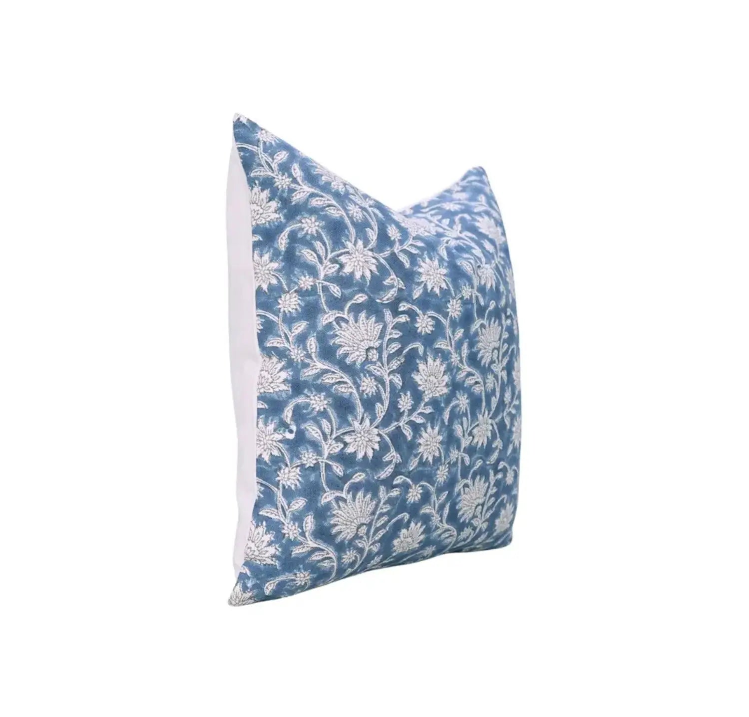 Artisan Handmade Block Thick Cotton White Pillow Cover - Aradhna