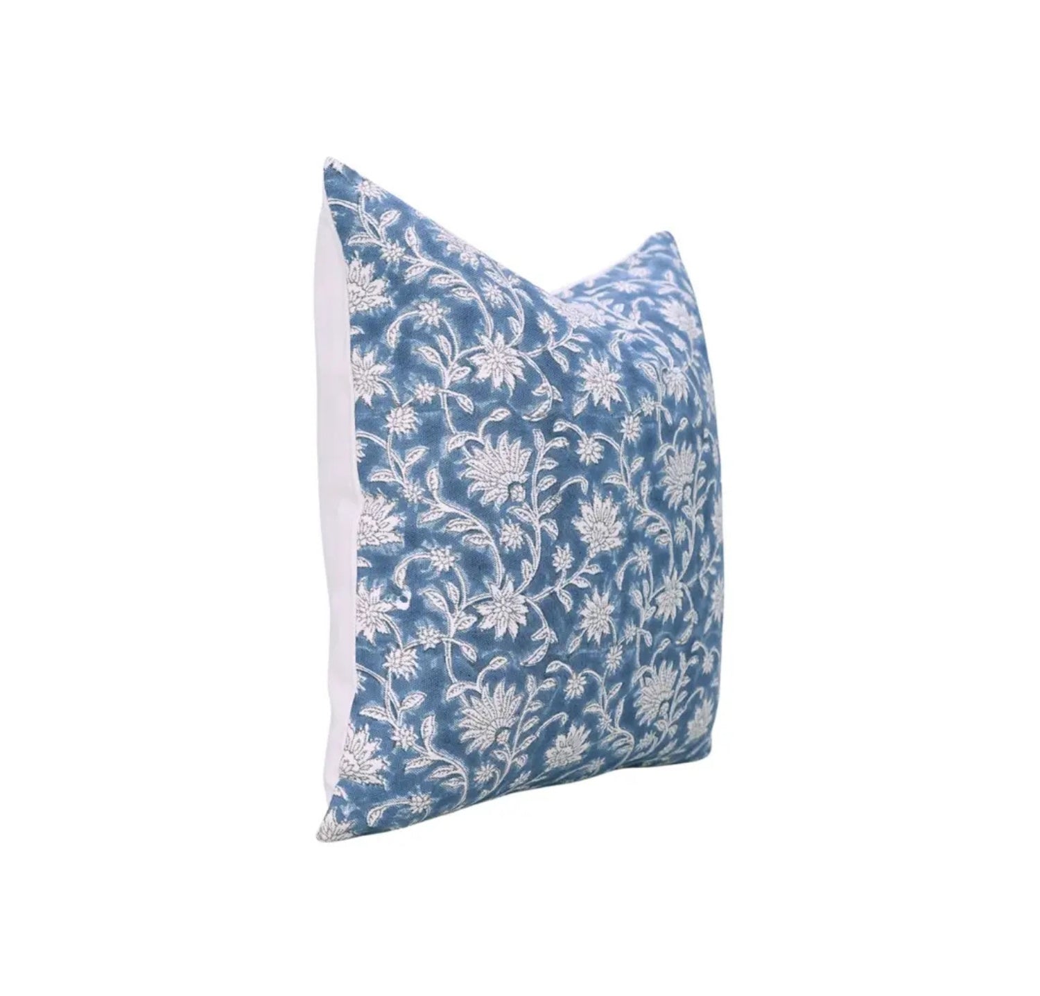 Artisan Handmade Block Thick Cotton White Pillow Cover - Aradhna