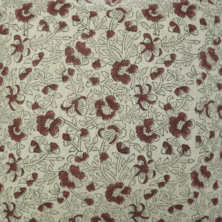 Heritage Hand Block PrintThick Linen Cushion Cover - Saundarya