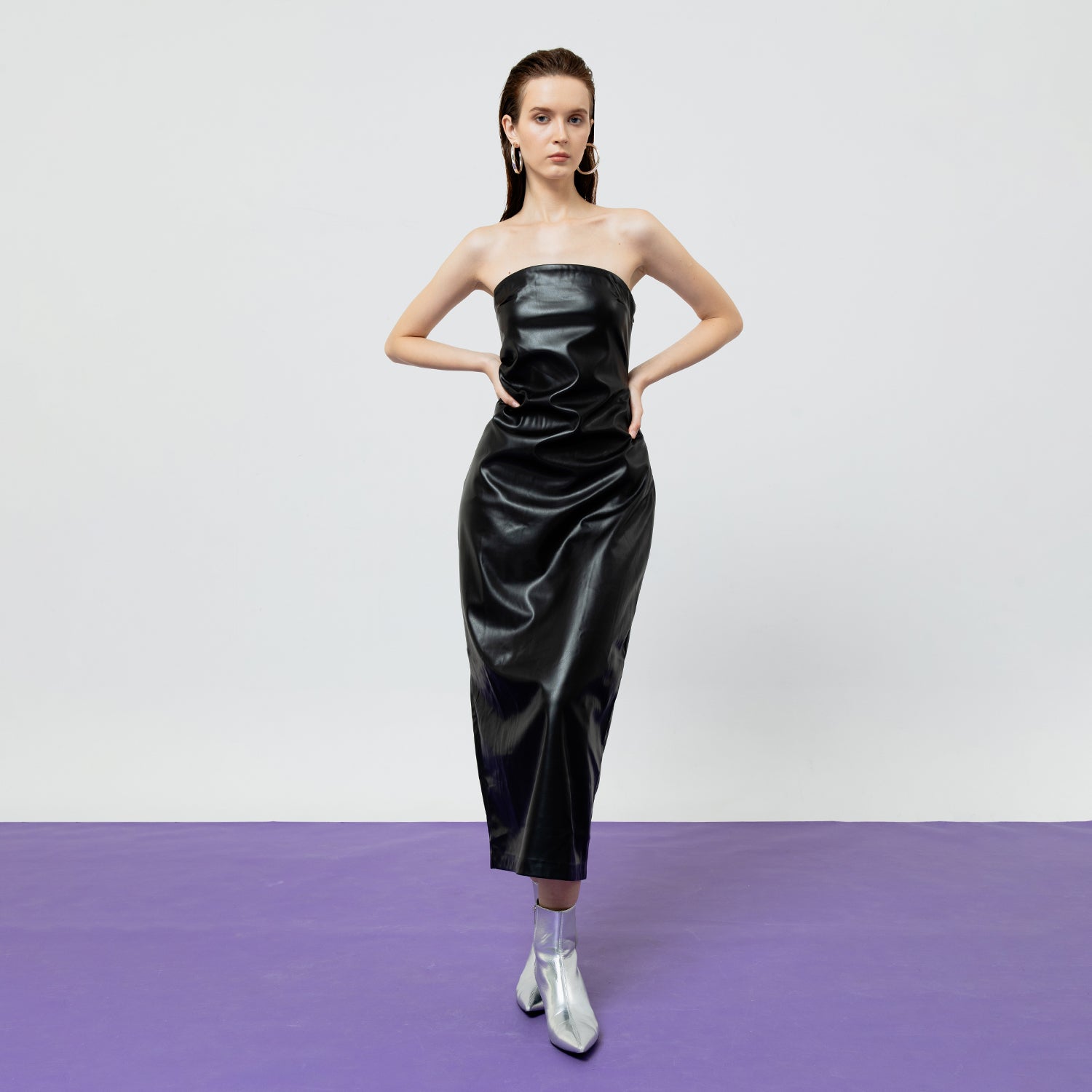 SIENNA LEATHER TUBE MIDI DRESS