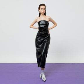 SIENNA LEATHER TUBE MIDI DRESS