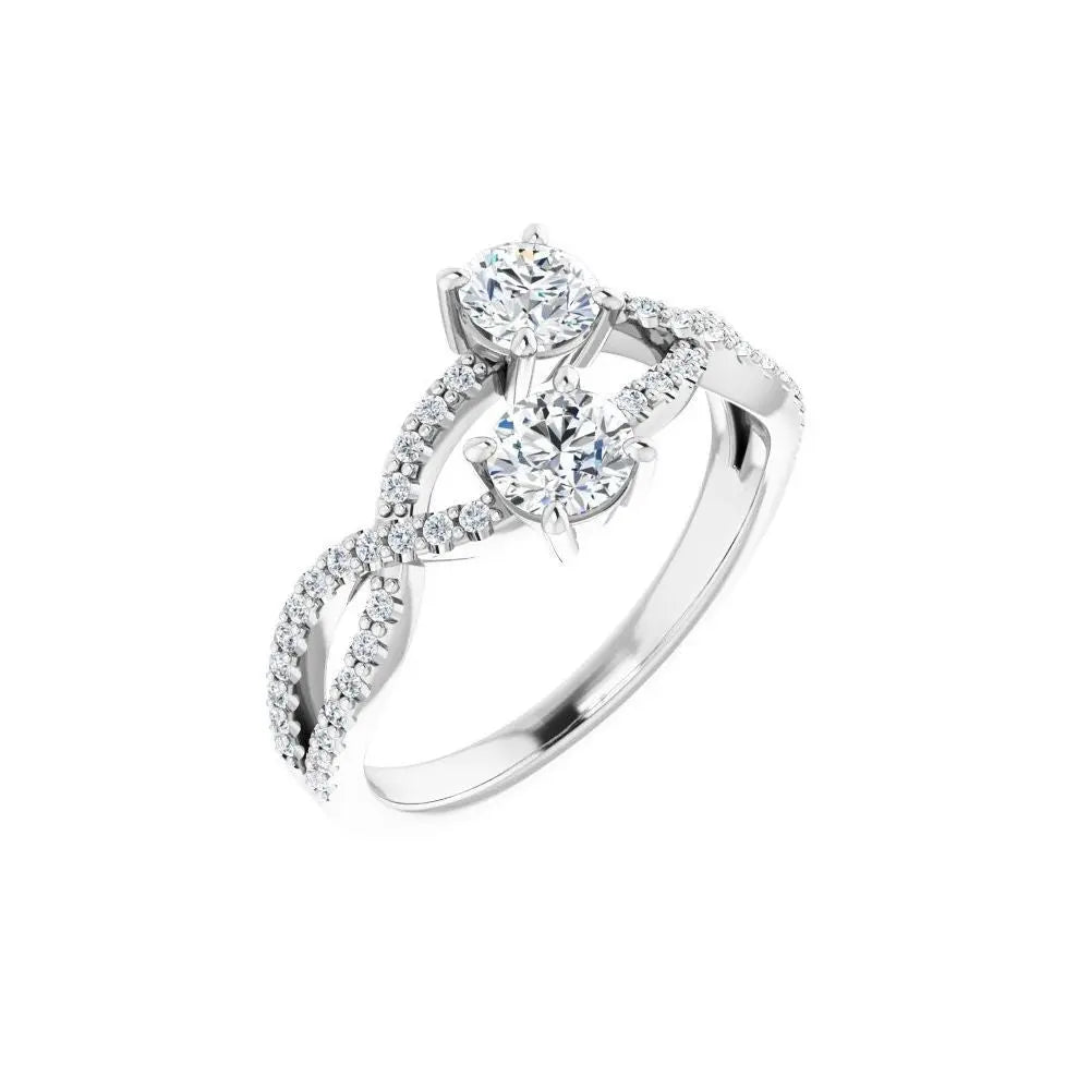3/4 CT Natural Diamond Two-Stone Ring in 14K Gold