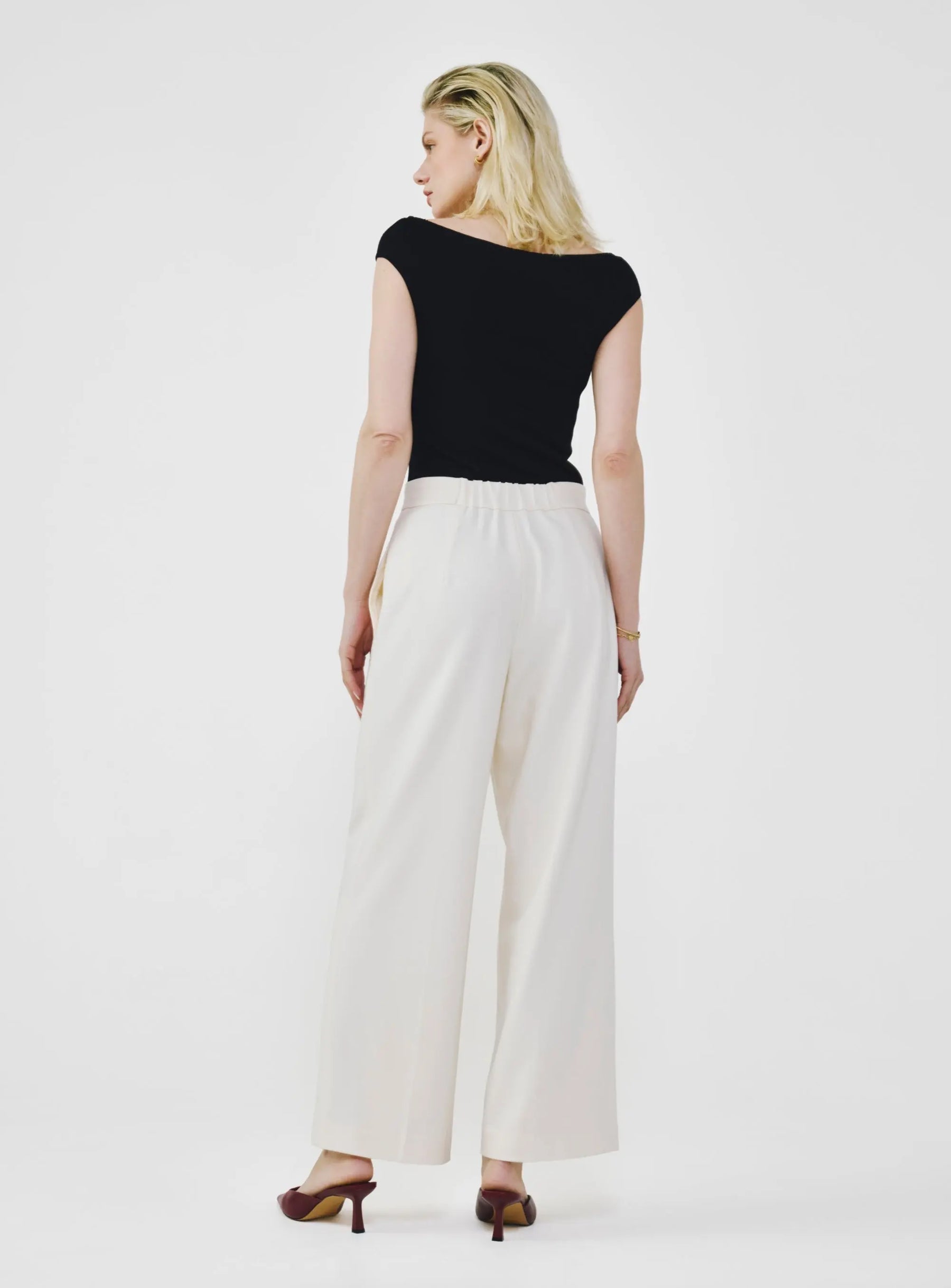 Wide Leg Pants with Elastic Waistband