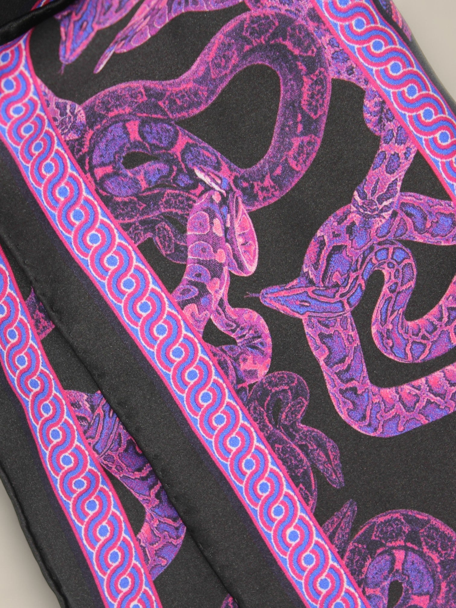 Silk Serpent Noir Scarf - Large