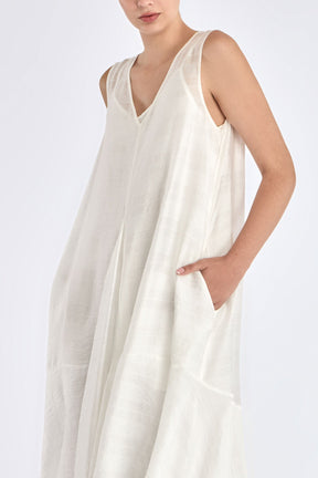 Lenox Godet Dress | Off White