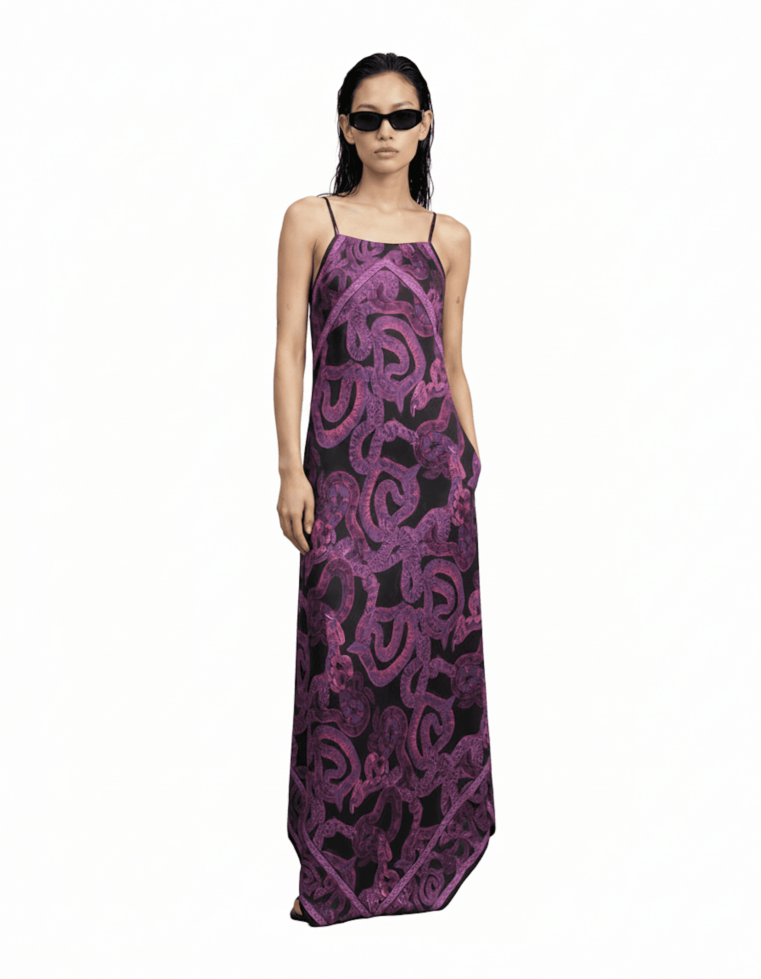 Silk Serpent Noir Maxi Dress