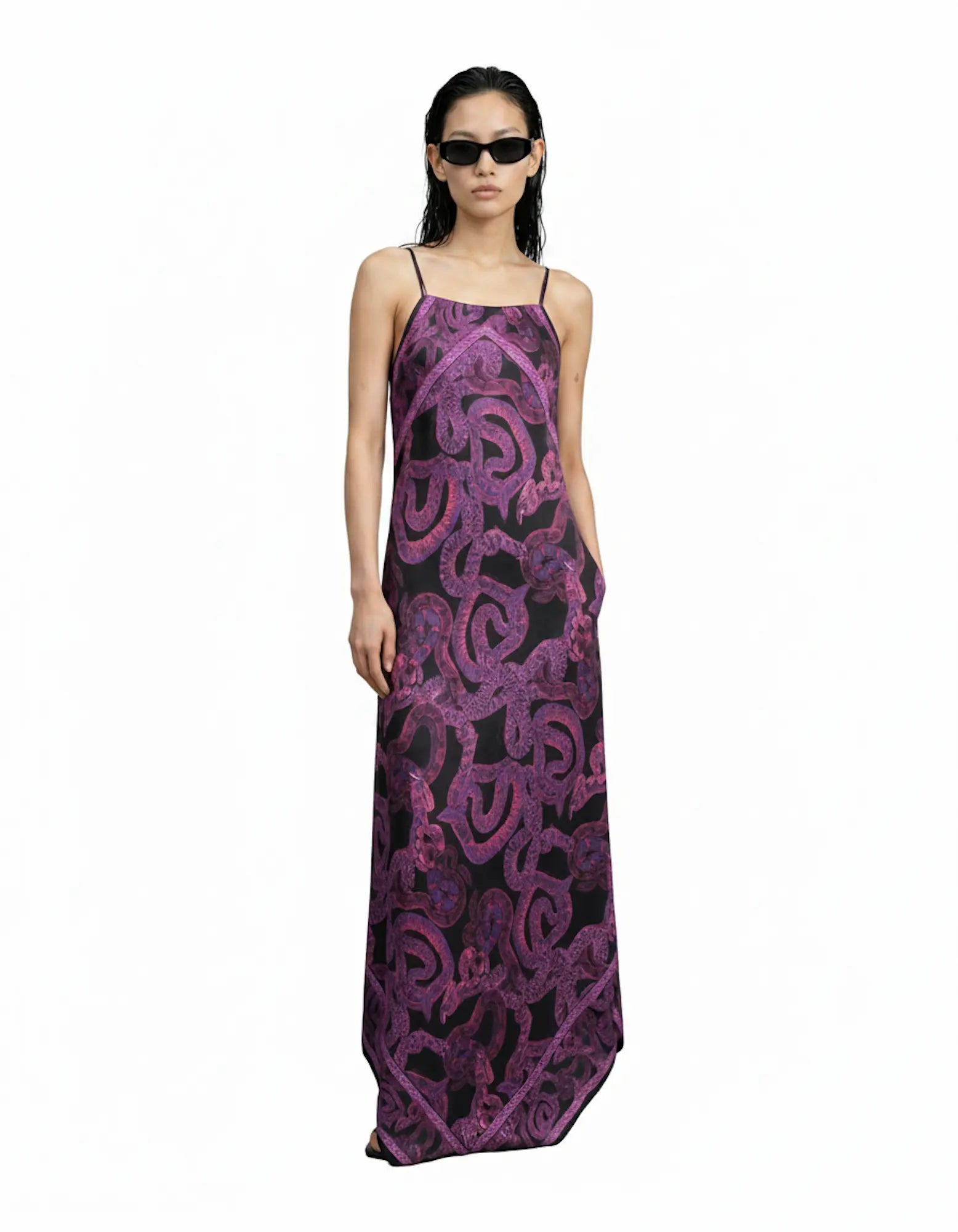 Silk Serpent Noir Maxi Dress