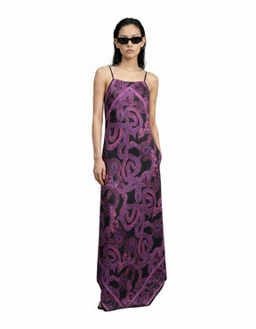 Silk Serpent Noir Maxi Dress