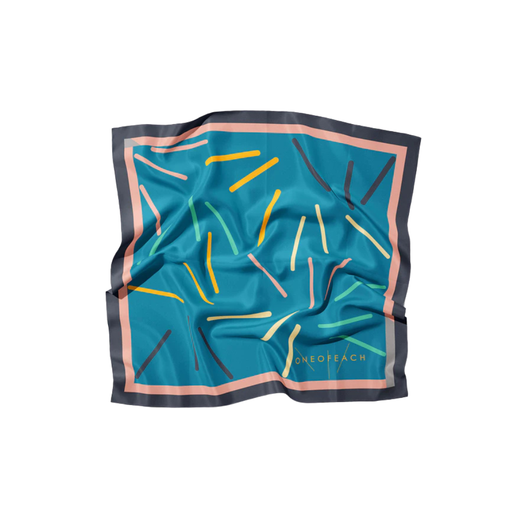 ONEOFEACH Signature Print Scarf | Mosaic Blue