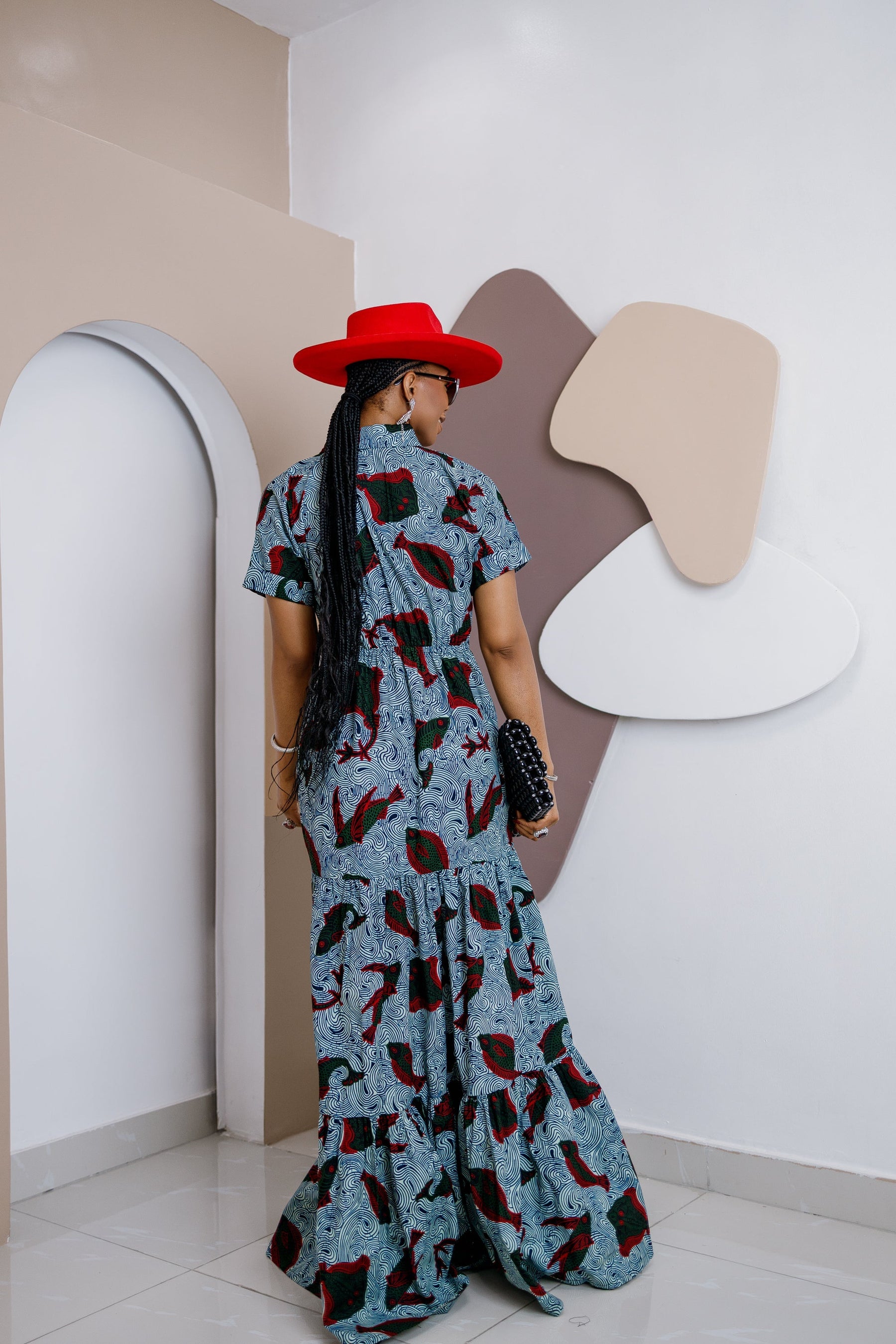 Adegboloja Kaftan Maxi Dress – Handmade African Ankara Elegance