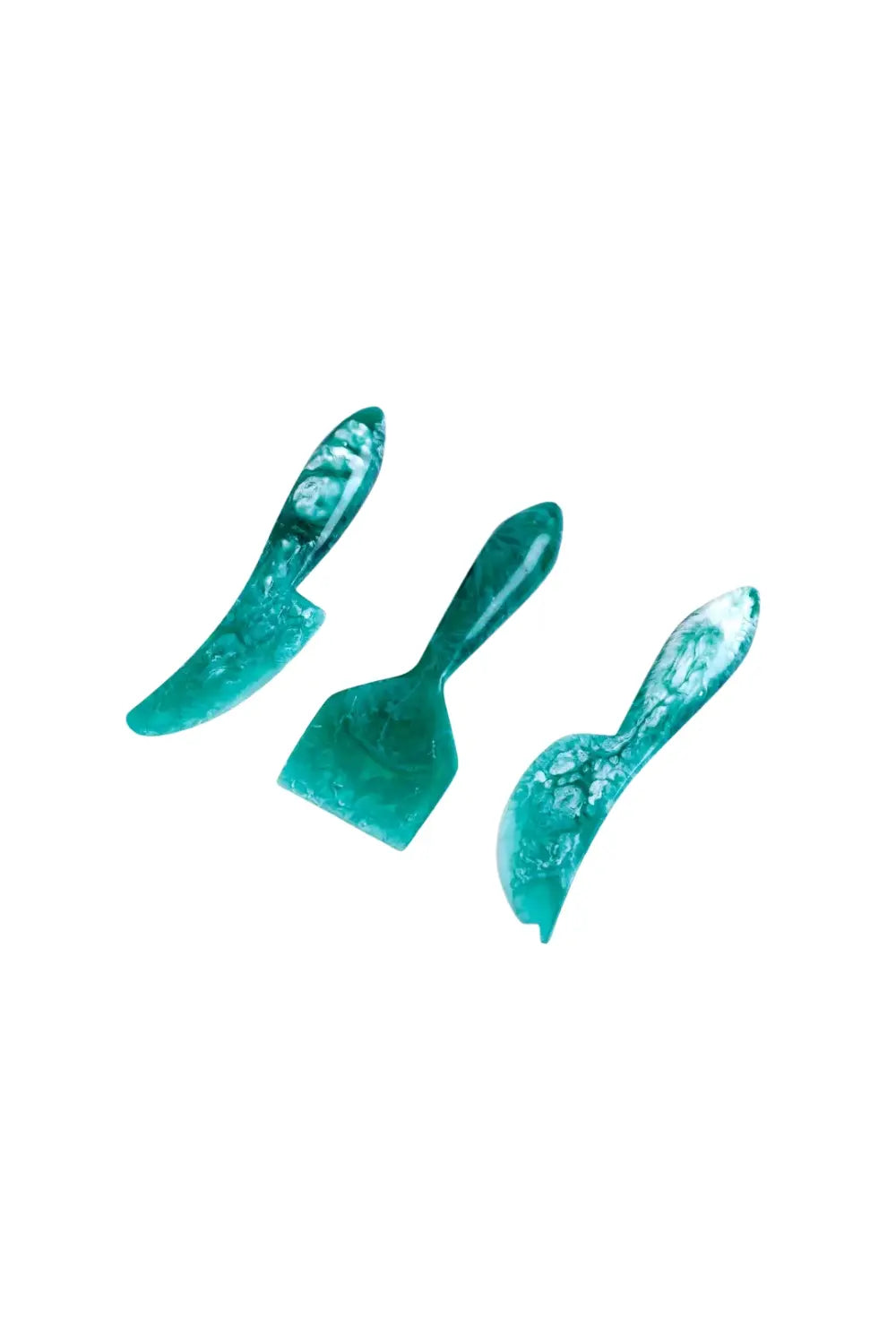 Resin Cheese Knife, Green (set Of 3)- 6 Inches