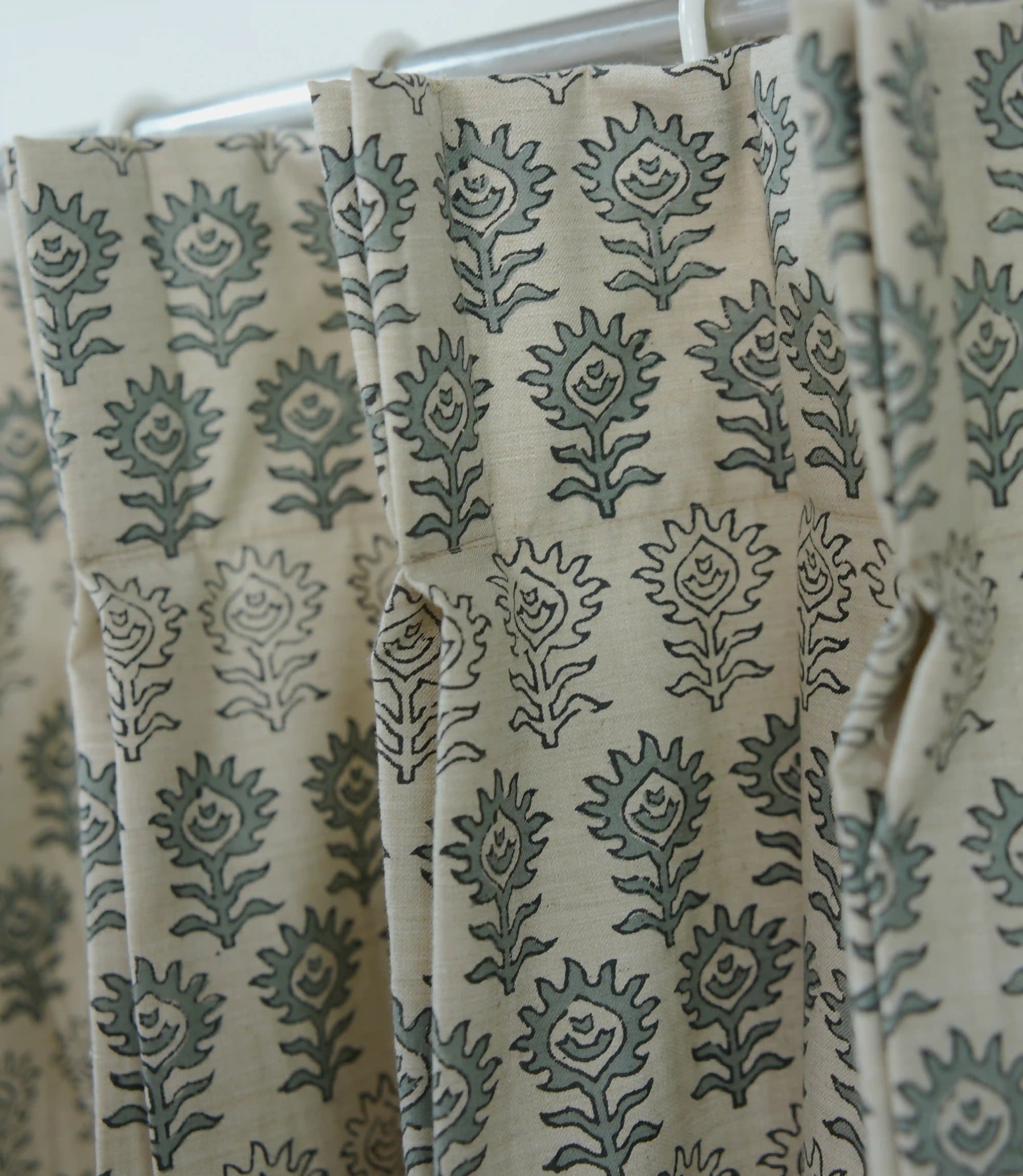 Surajmuki Artisan Floral Block Print Linen Curtains