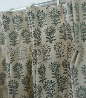 Surajmuki Artisan Floral Block Print Linen Curtains