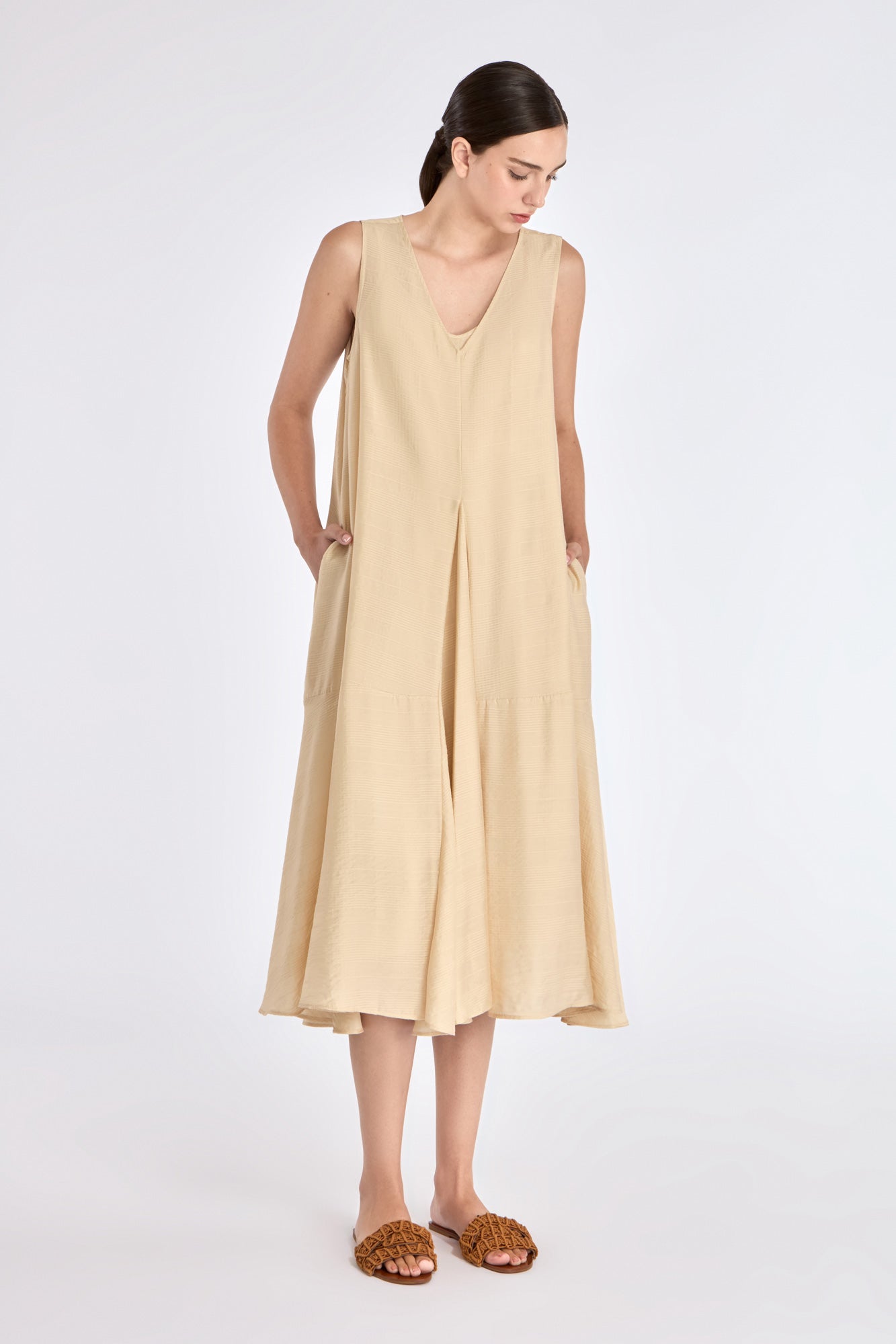 Lenox Godet Dress | Vanilla